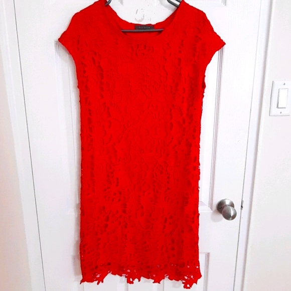 Suzy Shier Dresses & Skirts - BOGO FREE Over the knee short sleeve red dress